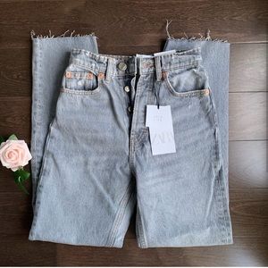 NWT Zara hi rise ankle length grey denim pants